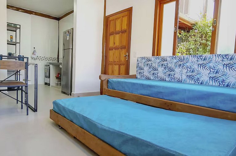Flat Maresias | 2 dorms, cozinha e piscina em Maresias